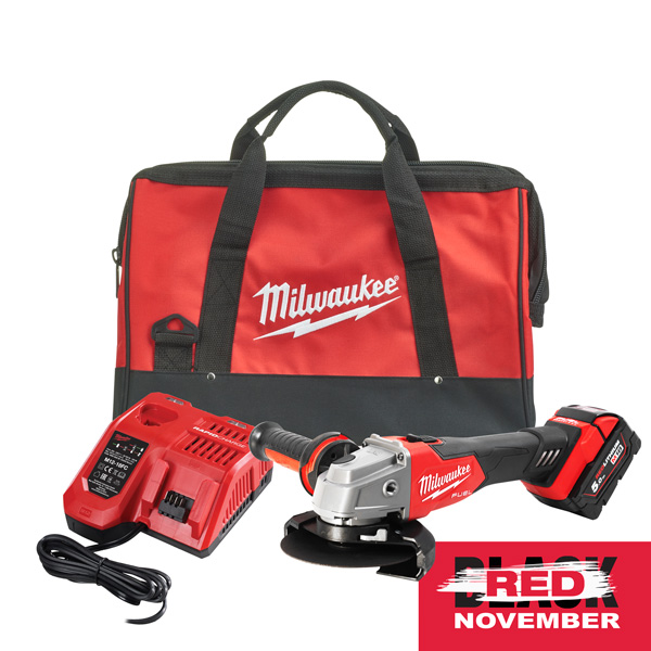 Milwaukee FUEL M18 FSAG125X-501B akumulatorska kotna brusilka s 125 mm diskom in stikalom za zaklep sprožilca
