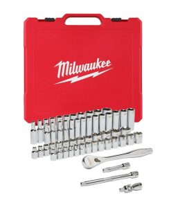 Milwaukee metrični in imperialni 56 delni set ⅜″ raglje in natičnih ključev