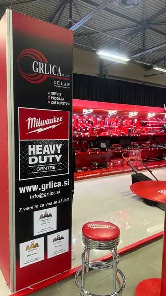 Razstavni prostor Milwaukee Grlica na sejmu Agritech 2026 v hali L1 Celjski sejem