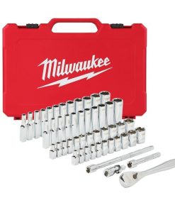 Milwaukee metrični in imperialni 50-delni set ¼″ raglje in natičnih ključev