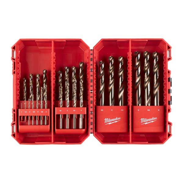 Milwaukee 25 delni set svedrov za kovino HSS-G Red Cobalt (1–13 mm)