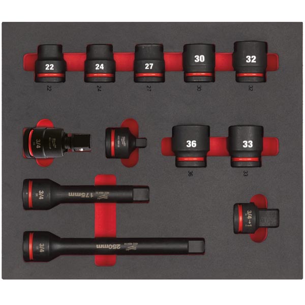 Milwaukee SHOCKWAVE 3/4″ set udarnih nasadnih ključev 12 kos