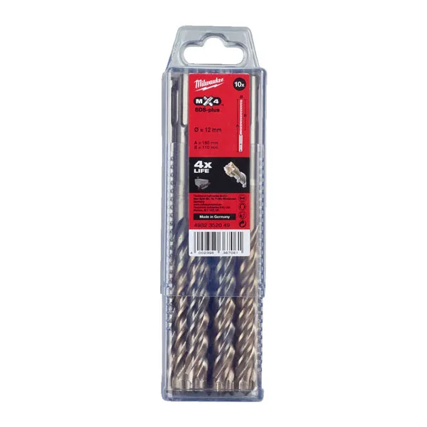 Milwaukee 10 delni set svedrov SDS-Plus MX4 160 mm